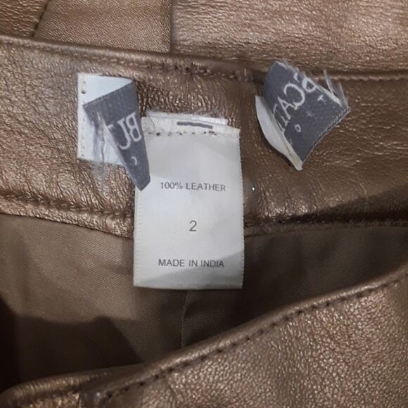 NWOT Sz 2 Vtg Genuine Leather Gold Straight Leg Jeans Pants New Old Stock - Picture 4 of 6